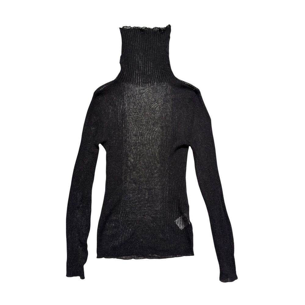 Sheer Mesh stretch ribbed turtleneck